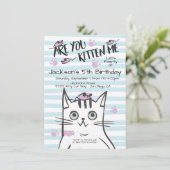 Boy Kitty Chat Anniversaire Fête Invitation (Debout devant)