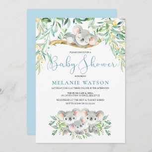 Boy Koala Bush Baby Shower Invitations
