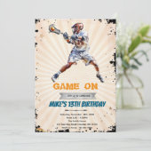 Boy Lacrosse birthday party invitation (Debout devant)