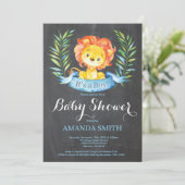 Boy Lion Baby shower Invitation schoolbord Kaart (Staand voorkant)