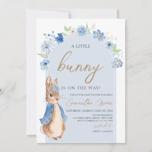 Boy Little Bunny Baby shower Kaart (Voorkant)