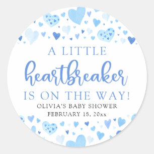 Boy Little Heartbreaker Blue Valentijn Baby shower Ronde Sticker
