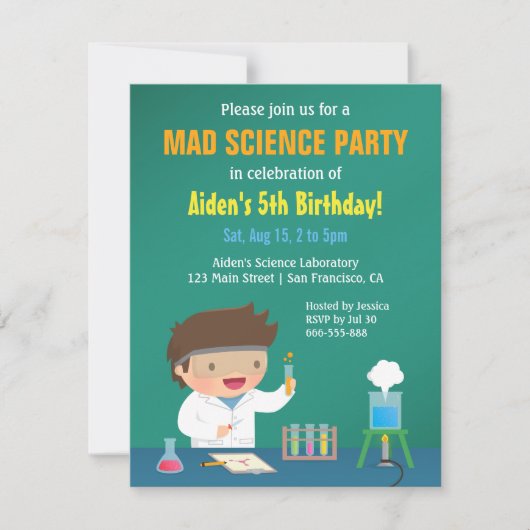 Boy Loves Mad Science Anniversaire Invitations (Devant)