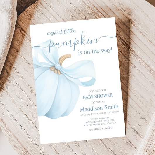 Boy Minimalist Little Pumpkin Baby Shower Kaart