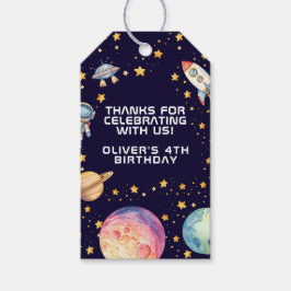 Boy Modern Space Rocket Ship Verjaardagsfeest Favo Cadeaulabel