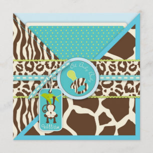 Boy Monkey Oerwoud Safari Baby shower Kaart