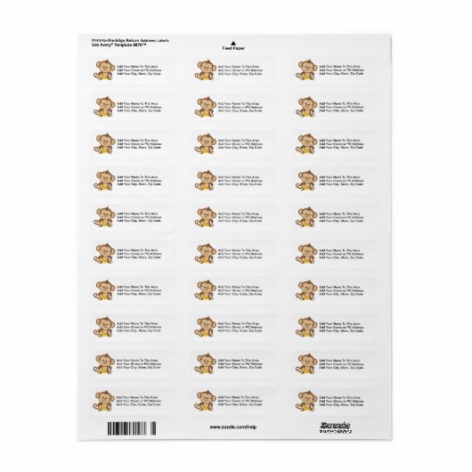 Boy Monkey With Banana Etiket (Full Sheet)