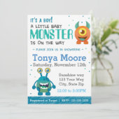 Boy Monster Baby shower Uitnodiging (Staand voorkant)