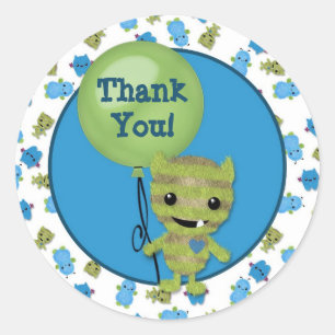 BOY MONSTER Peek a Boo Baby shower blanco PABC #3 Ronde Sticker