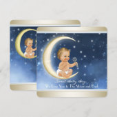 Boy Moon en het Back Baby shower Kaart (Voorkant / Achterkant)