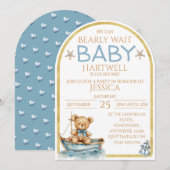 Boy Nautical Bear In A Boat Baby Shower Invitation (Devant / Derrière)