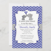 Boy Navy Elephant Baby Shower Invitations Chev 366 (Devant)