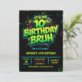Boy Neon 10th Birthday Invitation Graffiti Style (Debout devant)