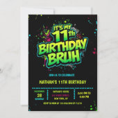 Boy Neon 11th Birthday Invitation Graffiti Style (Devant)