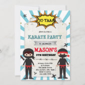 Boy ninja karate invitation fête d'anniversaire (Devant)