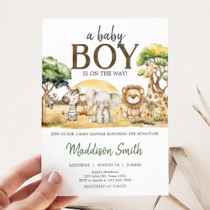 Boy Oerwoud Safari Dieren Baby shower Kaart