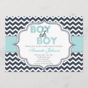 Boy Oh Boy Chic Chevron Baby shower Invitation