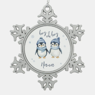 Boy Oh Boy Winter baby shower Tin Sneeuwvlok Ornament