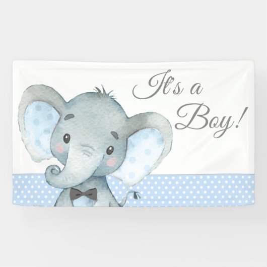 Boy Olifant Baby shower Banners (Horizontaal)