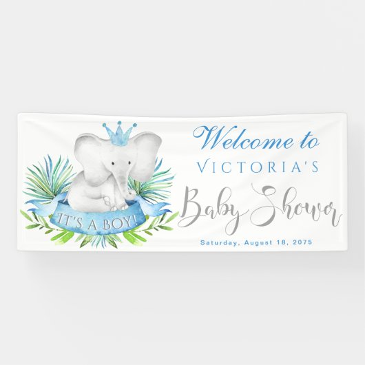 Boy Olifant Baby shower Banners (Horizontaal)