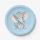 Boy Olifant Baby shower Blauw Papier Bord (Voorkant)