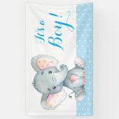 Boy Olifant Baby shower Blauwe Banner (Verticaal)