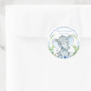 Boy Olifant Baby shower Favor Stickers