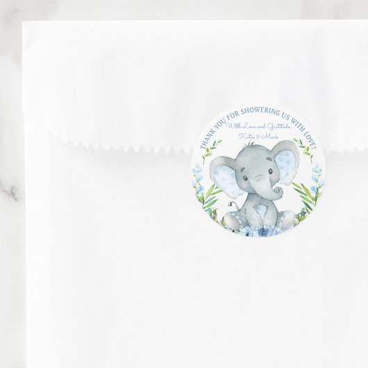 Boy Olifant Baby shower Favor Stickers