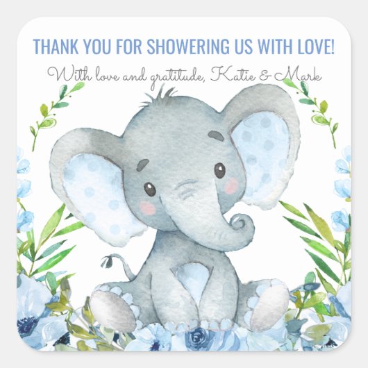 Boy Olifant Baby shower Favor Stickers (Voorkant)