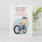 Boy On Bike Invitation Kaart (Staand voorkant)