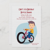 Boy On Bike Invitation Kaart (Voorkant / Achterkant)