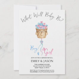 Boy Or Girl Blue Or Pink Gender Reveal Invitation Kaart