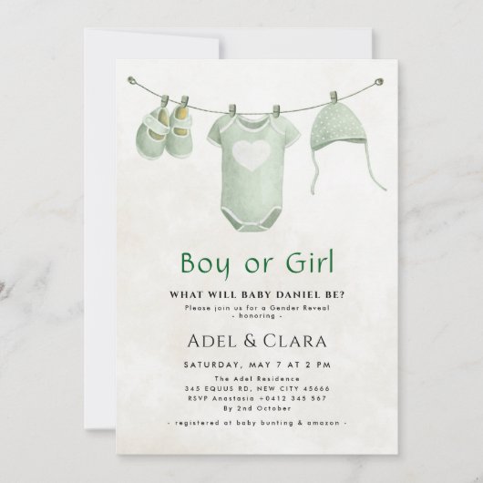 Boy or Girl Gender Reveal Invitation (Devant)