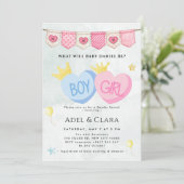 Boy or Girl Gender Reveal Invitation (Debout devant)