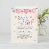 Boy or Girl Gender Reveal Invitation (Debout devant)