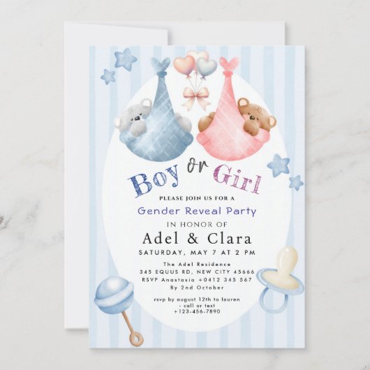 Boy or Girl Gender Reveal Invitation (Devant)