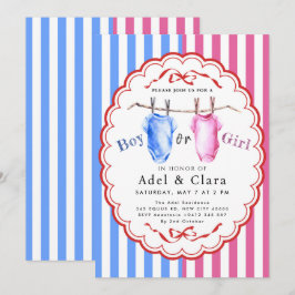 Boy or Girl Gender Reveal Invitation Kaart