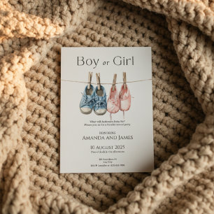 Boy or Girl Gender Reveal Invitation Kaart