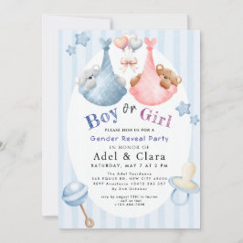 Boy or Girl Gender Reveal Invitation Kaart