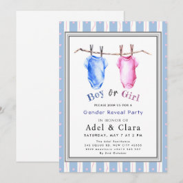 Boy or Girl Gender Reveal Invitation Kaart