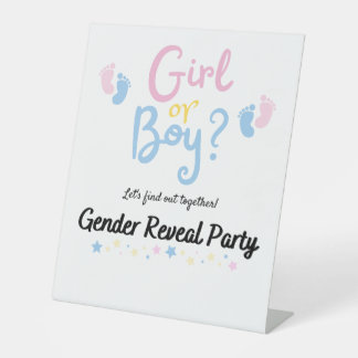 Boy or Girl? Gender Reveal Reclamebord Met Voetstuk