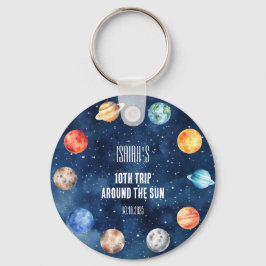 Boy Outer Space 10th Trip Around the Sun Birthday Sleutelhanger