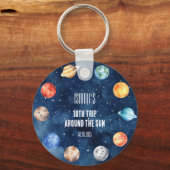 Boy Outer Space 10th Trip Around the Sun Birthday Sleutelhanger (Achterkant)