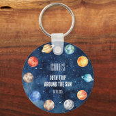 Boy Outer Space 10th Trip Around the Sun Birthday Sleutelhanger (Voorkant)