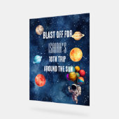Boy Outer Space Astronaut Birthday Welcome Sign (Angle)
