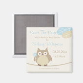 Boy Owl Baby shower Bewaar de datum Magneet (Voorkant / Achterkant)