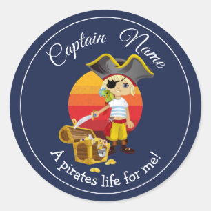 Boy Party Pirate Classic Ronde Sticker