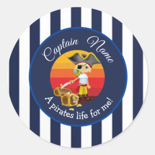 Boy Party Pirate Classic Ronde Sticker