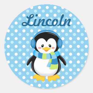Boy Penguin Personalized Sticker