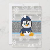 Boy Penguin Winter Uitnodiging voor het Baby showe (Achterkant)